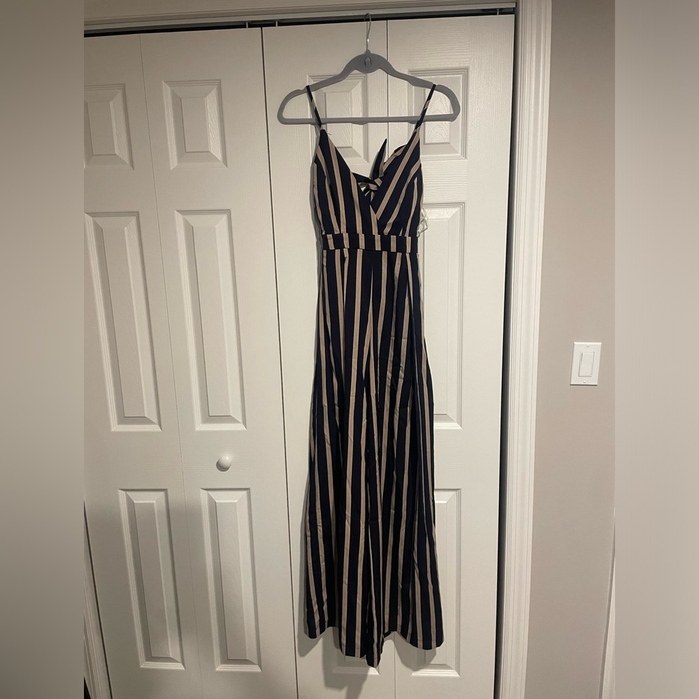 Windsor wide leg halter open back romper  size med
